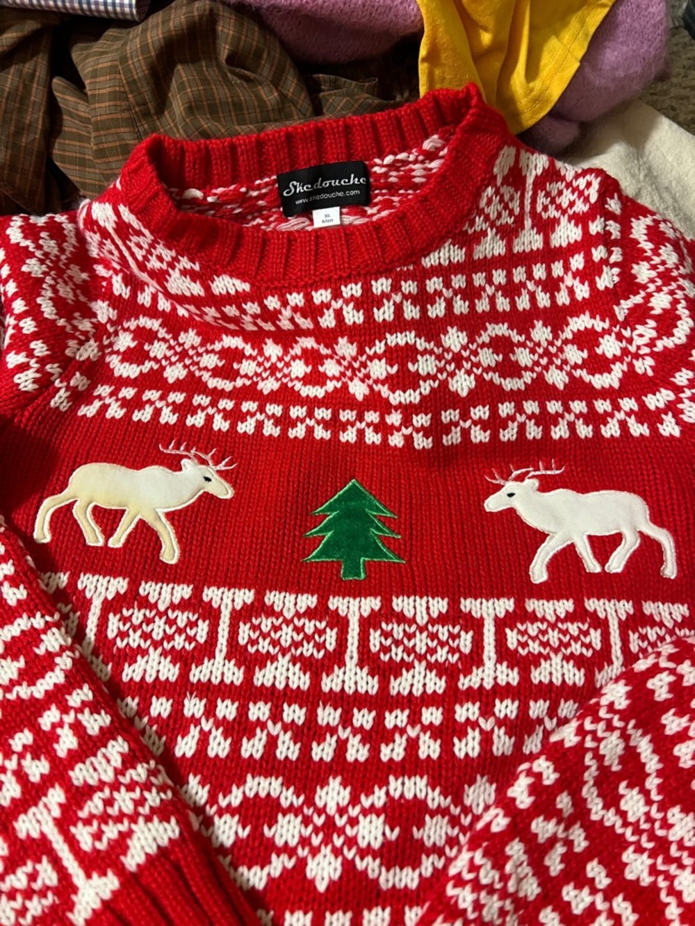 Red & White Holiday Reindeer Sweater